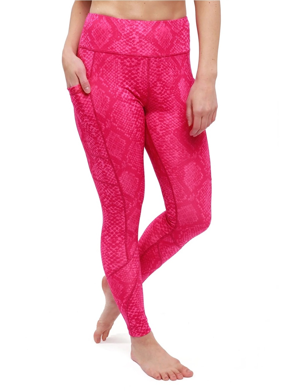NWT Fitkicks High-Rise Hot Pink Snake-Print Leggings with Pockets